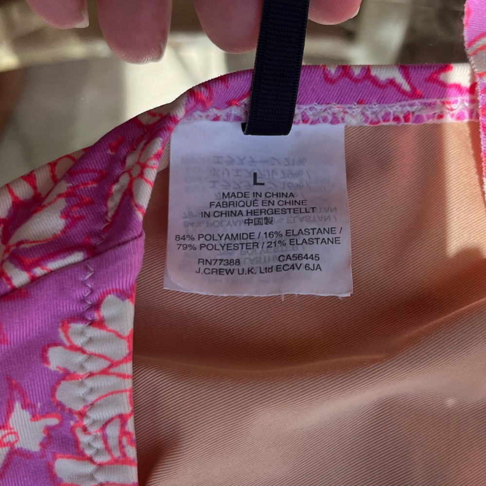 🌷J. CREW🌷- Ruffle Wrap Bikini Pink/Purple Floral (2 pcs) Size Large - Picture 11 of 12